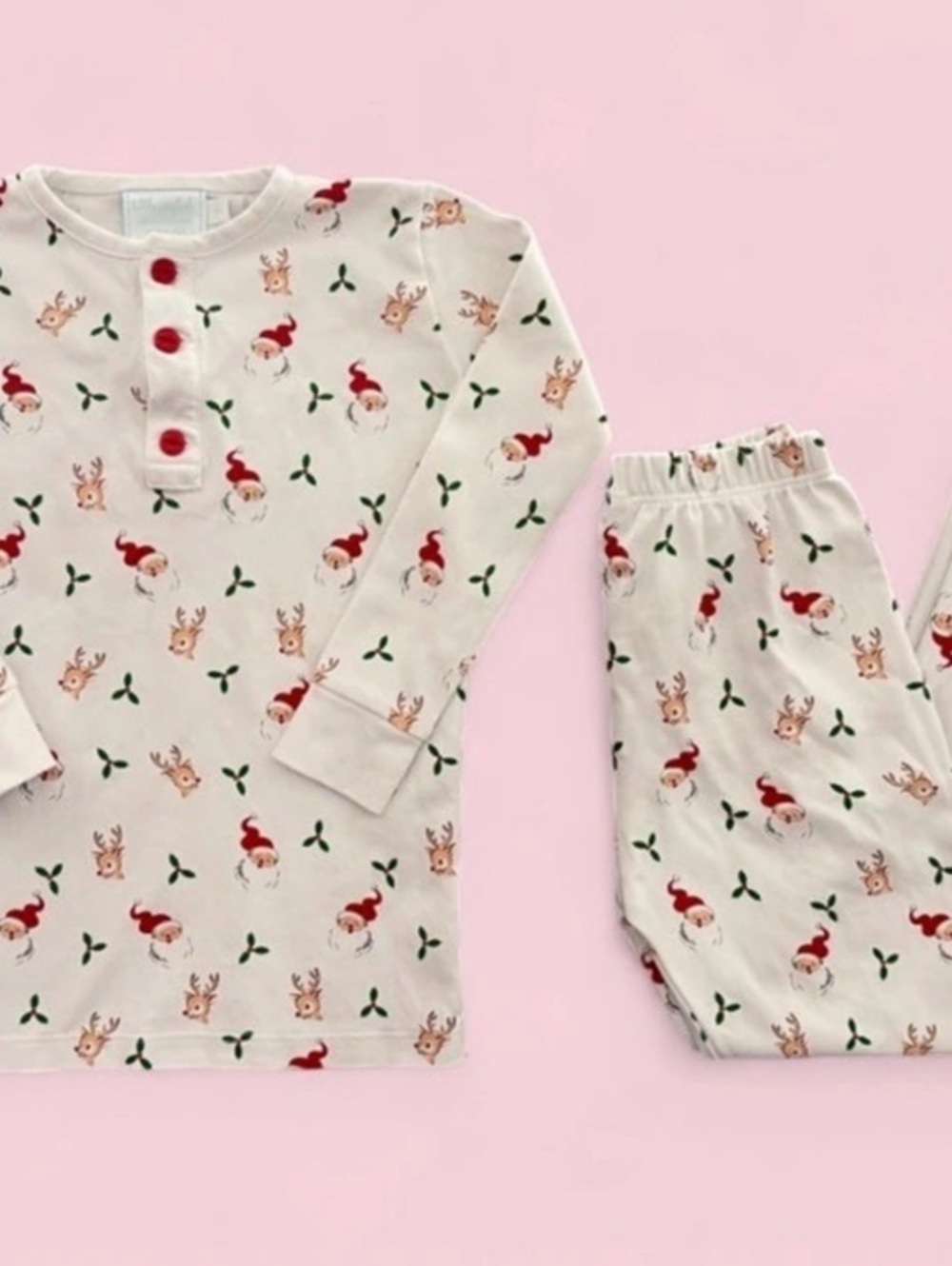 Little English Santa & Rudolph Christmas Pima Cotton Pajama Set Size 7